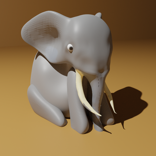 desenho animado elefante sentado animais 3d print model - Mito3D