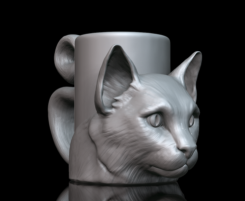 cat cup 3d models download creality cloud mammal 3d print model - Mito3D