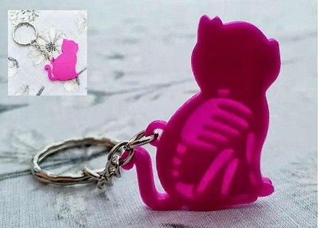 cat skeleton keychain lithophane Animals 3d print model - Mito3D