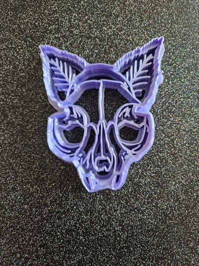 cat skull leaf ears cookie cutter 3d models download creality cloud 3d print model - Mito3D