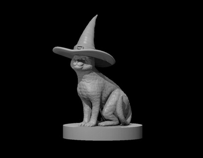 cat whit witch hat Animals 3d print model - Mito3D