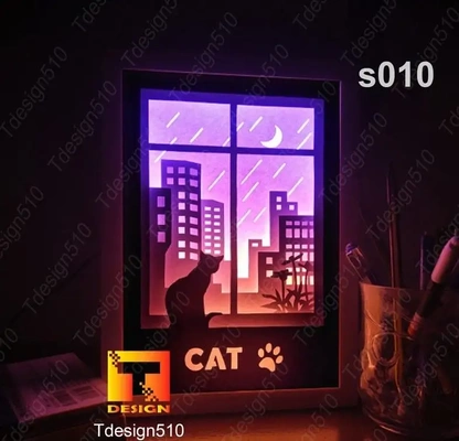 cats window city shadow box 3d models download creality cloud lighting 3d print model - Mito3D