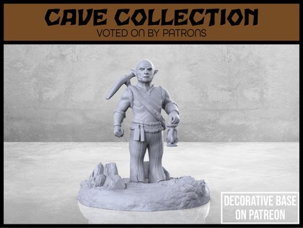 cave gnome miner - version 2 tabletop miniature Characters 3d print model - Mito3D