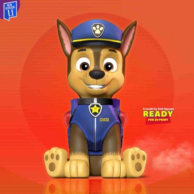 chase - paw patrol fanart 3d models download creality cloud fictional characters 3d print model - Mito3D