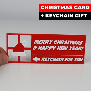 christmas card + santa hat keychain Fashion 3d print model - Mito3D