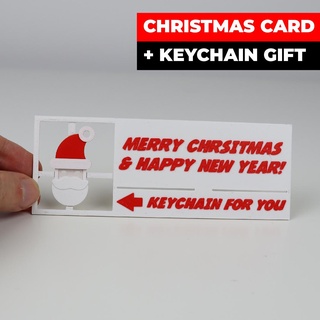 christmas card + santa keychain Fashion 3d print model - Mito3D