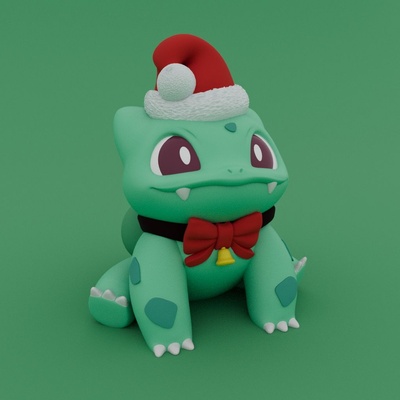christmas special - cute bulbasaur 3d models download creality cloud fictional characters 3d print model - Mito3D