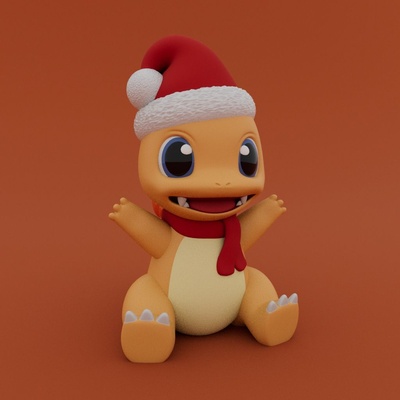 christmas special - cute charmander 3d models download creality cloud fictional characters 3d print model - Mito3D
