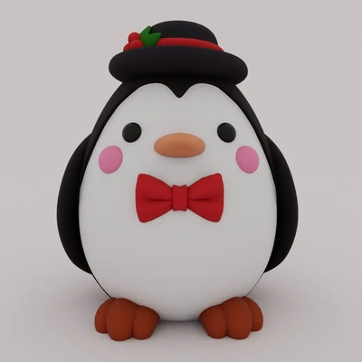 christmas special - cute penguin 01 3d models download creality cloud flying animals 3d print model - Mito3D