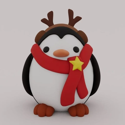 weihnachten besondere niedlich pinguin 05 3d modelle download realität wolke fliegend tiere 3d print model - Mito3D