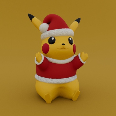 christmas special - cute pikachu 3d models download creality cloud fictional characters 3d print model - Mito3D