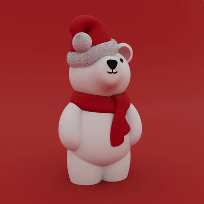 christmas special - cute polar bear 3d models download creality cloud fictional characters 3d print model - Mito3D