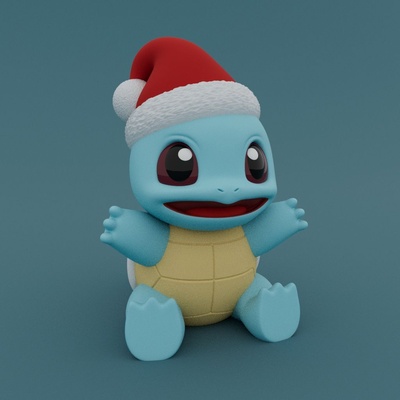 christmas special - cute squirtle 3d models download creality cloud fictional characters 3d print model - Mito3D