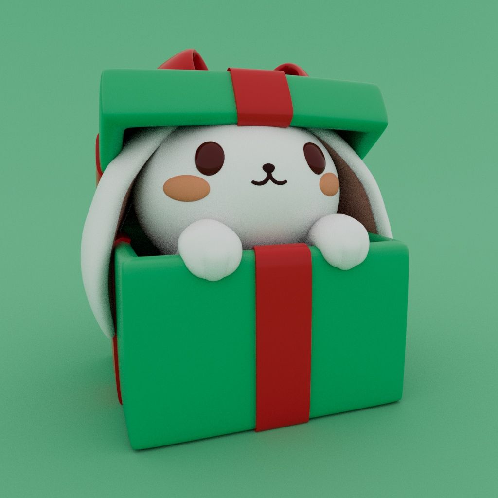 christmas special - gift box bunny 3d models download creality cloud 3D print model - Mito3D