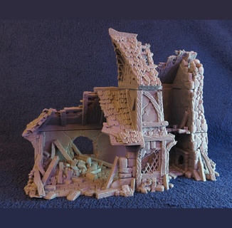 città tarocco rovinato piccolo Casa rpg terreno 3d print model - Mito3D