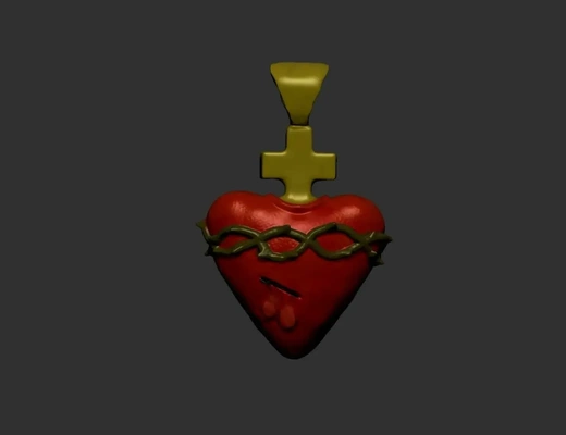 coeur sacr jésus pendentif 3d modèles télécharger créalité nuage 3d print model - Mito3D