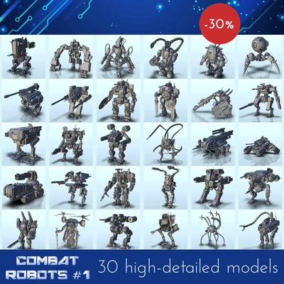 combat robot pack 1 3d modèles télécharger créalité nuage 3d print model - Mito3D