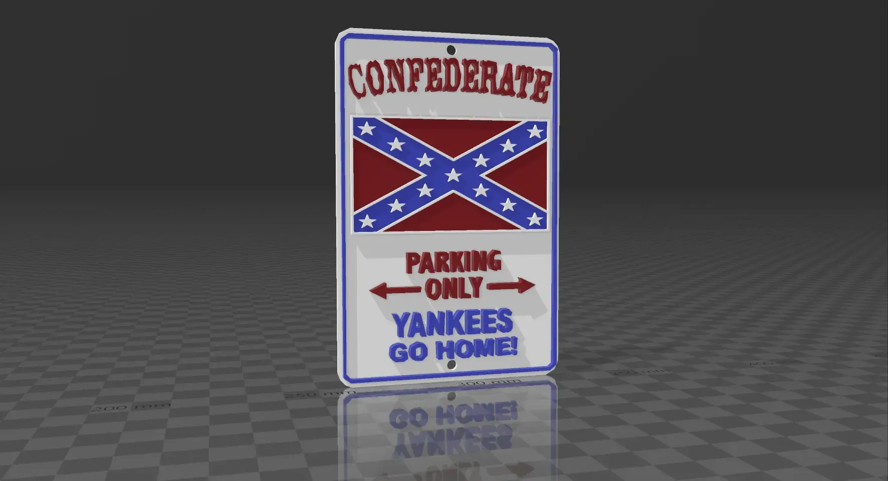 confederate parking sign 3d models download creality cloud 3D print model - Mito3D