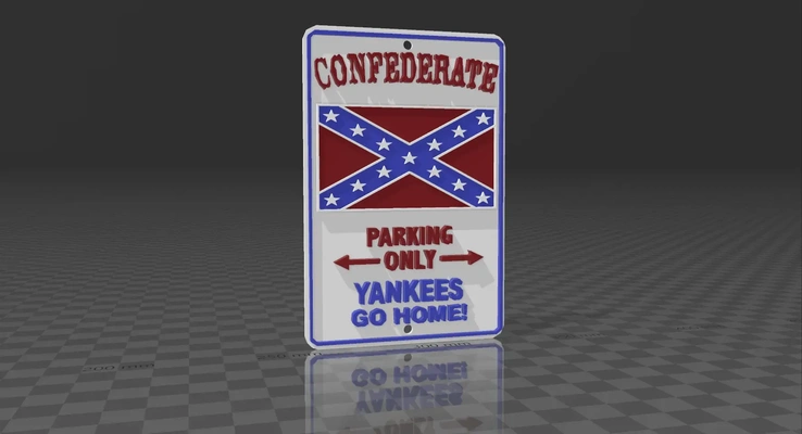 confederate parking sign 3d models download creality cloud 3d print model - Mito3D