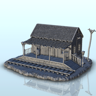 ülke tren istasyon arazi manzara batı tarihi binalar 3d print model - Mito3D