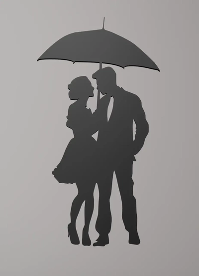 casal an guarda chuva parede arte 3d modelos baixar crialidade nuvem 3d print model - Mito3D