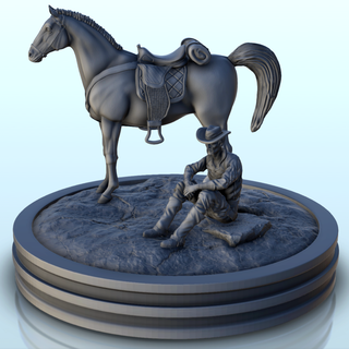 cowboy sitting horse 7 - west figure mini Men 3d print model - Mito3D