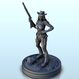 cowgirl rifle gun 16 - west figure miniature Women 3d print model - Mito3D