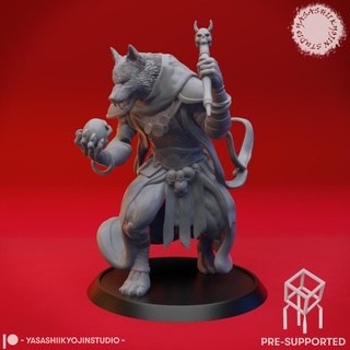 coyote necromancer - tabletop miniature pre-supported Characters 3d print model - Mito3D