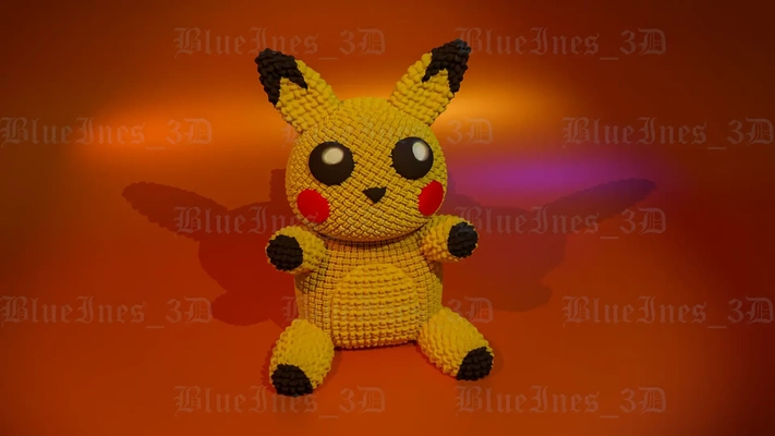 crochê tricotado pikachuuuuu 3d modelos baixar crialidade nuvem 3d print model - Mito3D