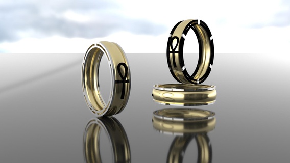 cruzar ankh anillo 5 tamaños + 1 grande firmar modelo Moda 3d print model - Mito3D