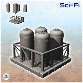 cryogenic storage platform four silos 21 - science fi Others 3d print model - Mito3D