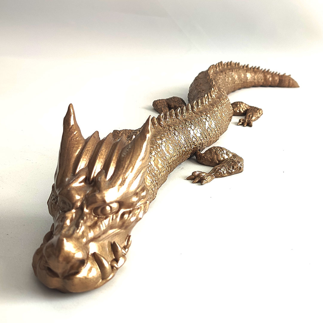 Customizável ouro Dragão flexi suporte 3D print model - Mito3D