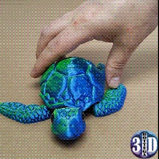 mignonne articulé mer tortue impression endroit soutiens 3d print model - Mito3D