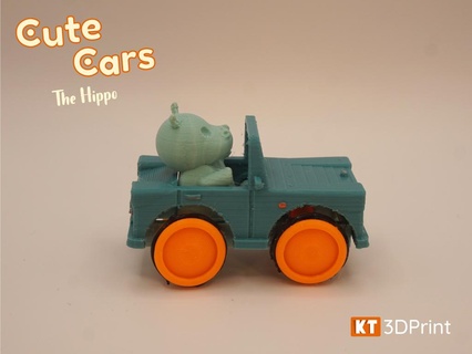 mignonne voitures hippopotame jouet 3d print model - Mito3D