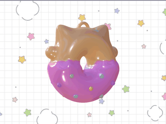 mignonne chat donut charme porte clés 3d modèles télécharger créalité nuage bijoux 3d print model - Mito3D