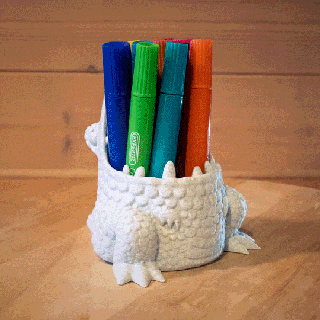 cute dino pen jar desk pot pencil case Dinosaur 3d print model - Mito3D