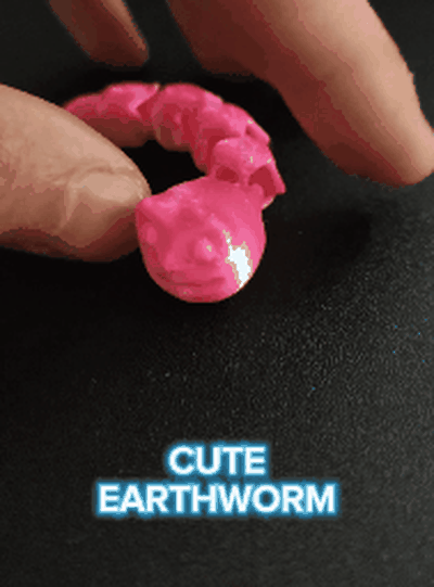 cute earthworm articulating flexi print in place 3d models download creality cloud 3d print model - Mito3D