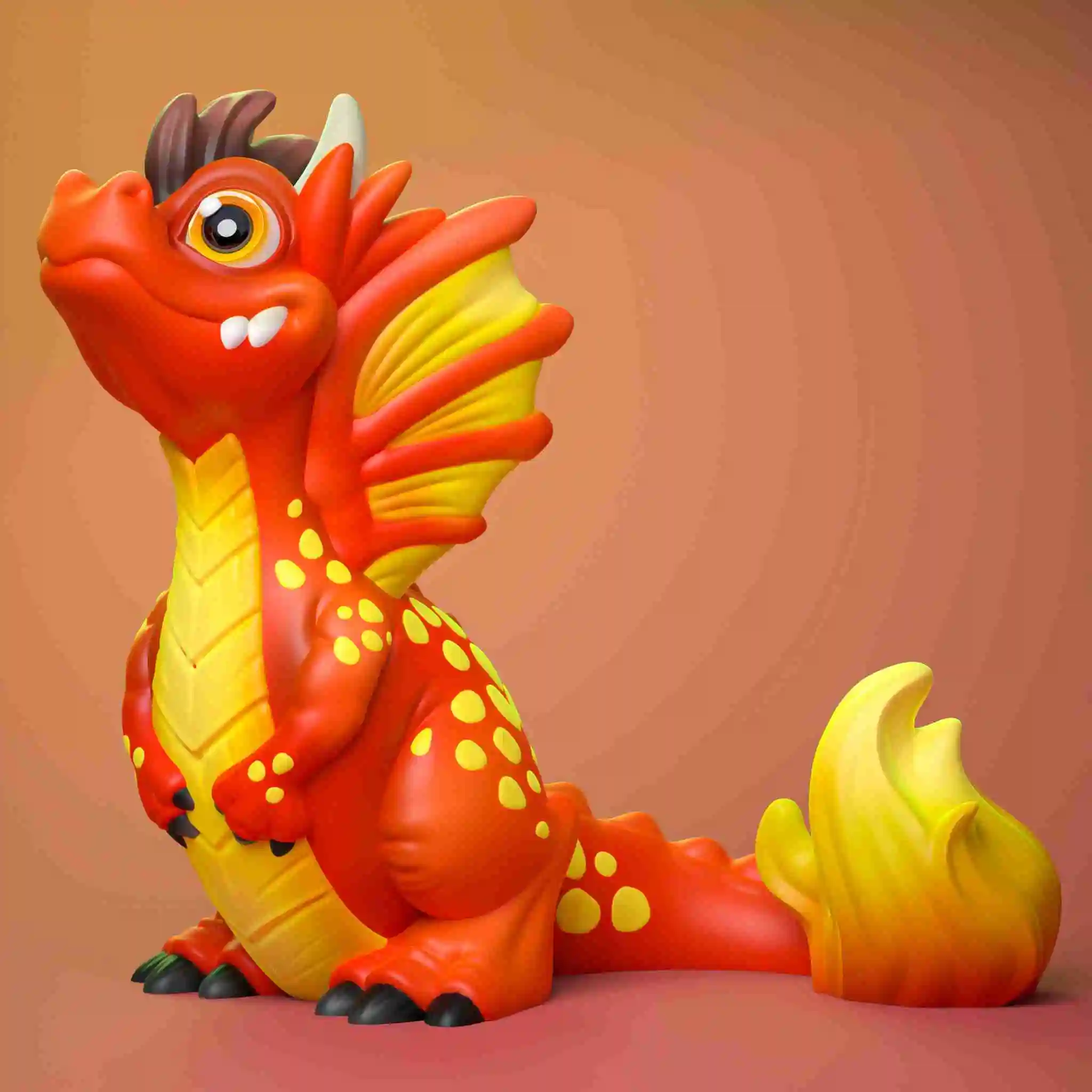 cute fire dragon print in place 3d models download creality cloud myths 3D print model - Mito3D