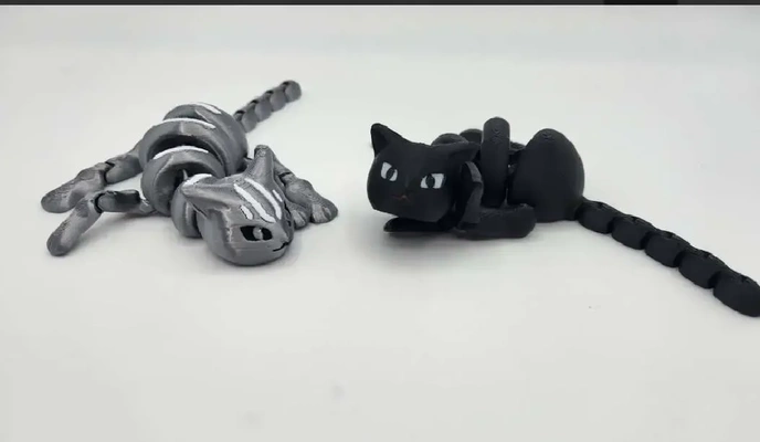 mignonne flexi chat 3d modèles télécharger créalité nuage 3d print model - Mito3D