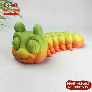 cute flexi caterpillar articulated Insects 3d print model - Mito3D