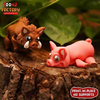 cute flexi pig boar articulated Mammal 3d print model - Mito3D