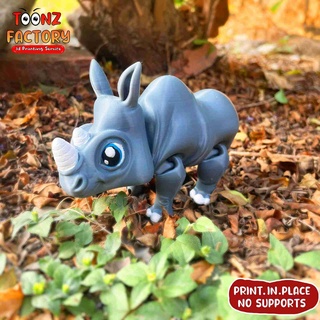 cute flexi rhino articulated Mammal 3d print model - Mito3D