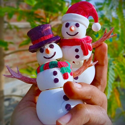 cute flexi snowman 3d models download creality cloud fictional characters 3d print model - Mito3D