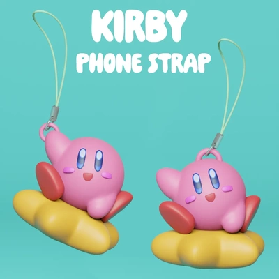 cute kirby phone strap keychain 3d models download creality cloud fictional characters 3d print model - Mito3D