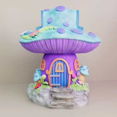 cute mushroom house 3d models download creality cloud 3d print model - Mito3D