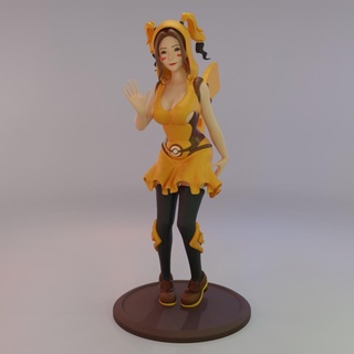 fofa Pokémon Pikachu menina personagens 3d print model - Mito3D