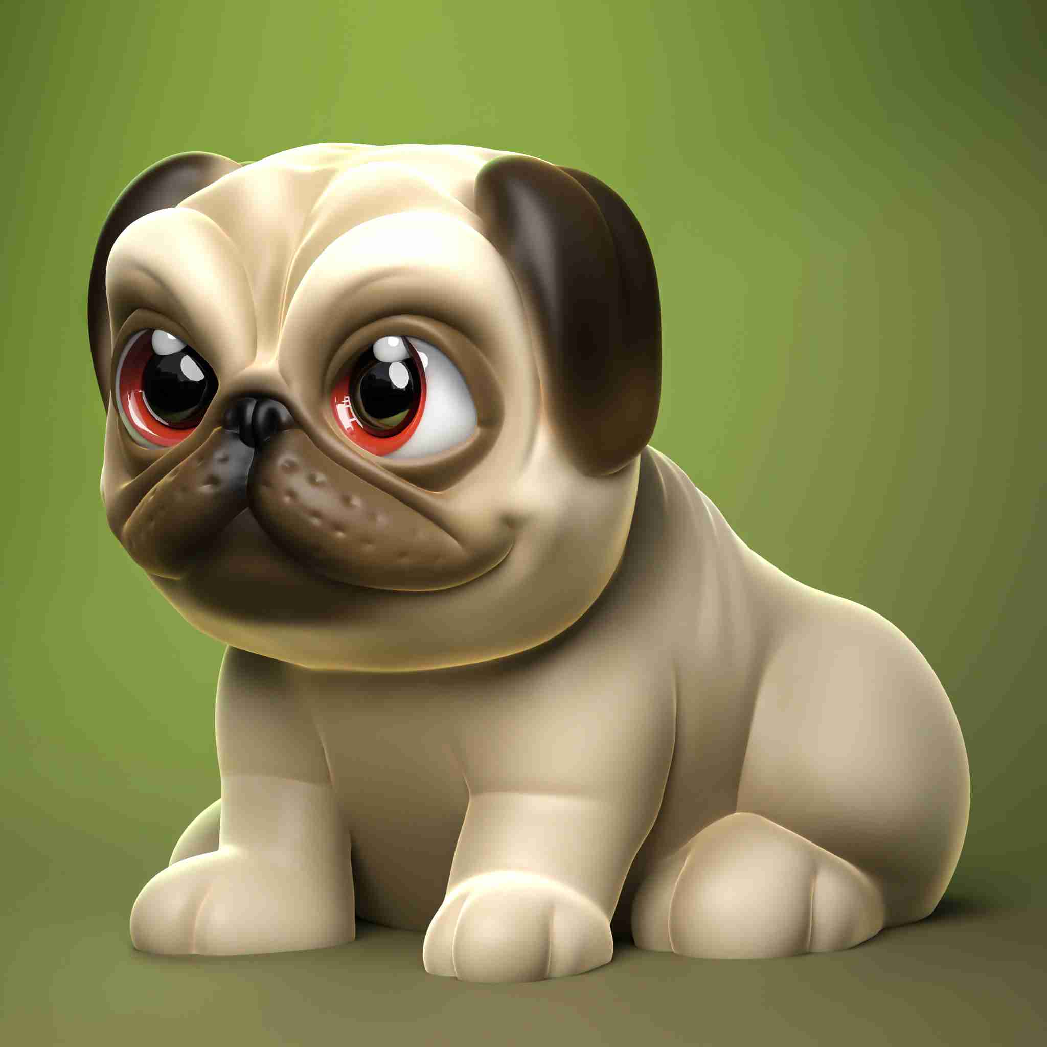 cute pug print place Mammal 3D print model - Mito3D