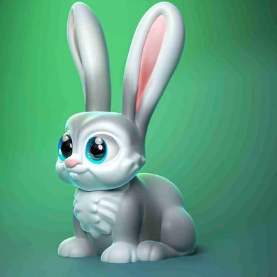 cute rabbit print in place 3d models download creality cloud mammal 3d print model - Mito3D