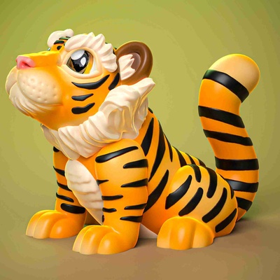 cute tiger print in place 3d models download creality cloud mammal 3d print model - Mito3D