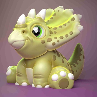 cute triceratops print place Dinosaur 3d print model - Mito3D